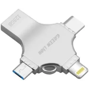 Green Lion 4 in 1 USB Flash Drive 128GB - Silver