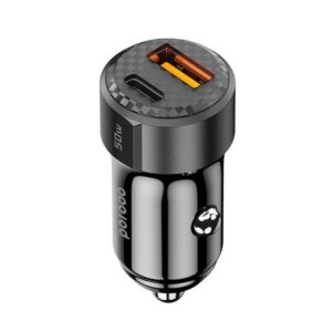 Porodo 50W Dual Port Car Charger PD 20W QC 30W - Black