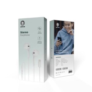 Green Lion Wired Stereo Earphones with Lightning Connector - White