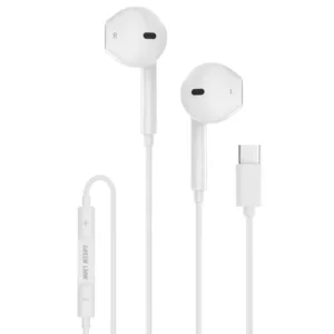 Green Lion Wired Stereo Earphones with Type-C Connector - White