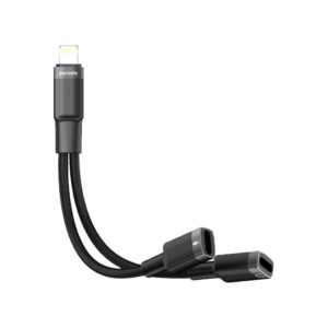 Porodo 2in1 Lightning to 2*Lightning Jack Headphone and Charging Converter Adapter -Black