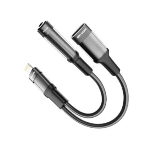 Green Lion 2 in 1 Earphone & Charging Adapter Lightning to Lightning + 3.5 12CM -