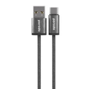 Porodo Woven 3A USB-A to Type-C Cable 1.2M - Black