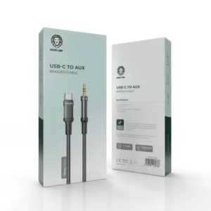 Green Lion USB-C to AUX Braided Cable 1M - Black