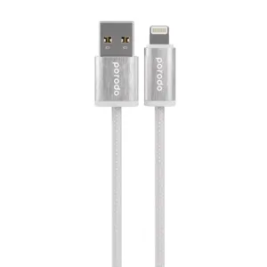 Porodo Woven 2.4A USB A to Lightning Cable 1.2M - White