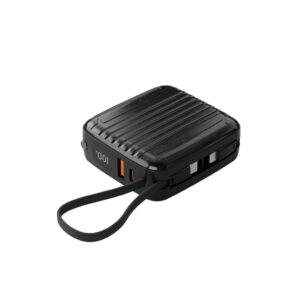 Porodo Magsafe Power Bank 10000mAh PD 20W/Wireless 15W with Built-In Type-C & Lightning Cable-Black