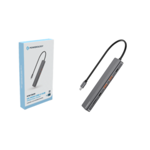 Powerology 6 in 1 Slim 4K HDMI USB-C Hub PD 100W USB MicroSD - Dark Grey