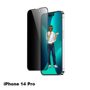 Green 9H Steve Privacy Full Glass Screen Protector for iPhone 14 Pro ( 6.1" ) - Black