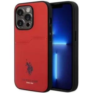 U.S.Polo Assn. PU Card Slot DH Hard Case for iPhone 15 Pro Max - Red