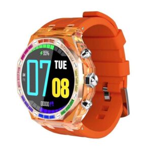 Porodo CristalloAP Smart Watch Transparent dial w/ Extra Orange Silicone Band-Orange