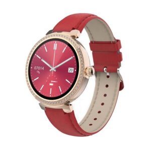 Porodo Belle Lady Smart Watch Rose Gold dial + Red Strap