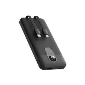 Porodo 10000mAh  Powerbank 2xType-C, USB A and Type C and Digital Display with C & Lightning Cable - Black