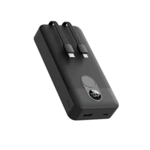 Porodo 20000mAh  Powerbank 2xType-C, USB A and Type C and Digital Display with C &  Lightning Cable - Black