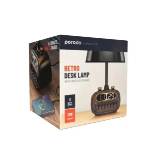Porodo Retro Desk Lamp with Bluetooth Speaker & USB-A CHarging Port 5V/2.1A - Blac