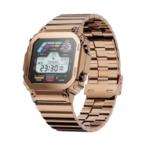 Porodo Vintage Smart Watch  Gold dial + Gold Metal starp & Pink Silicon Strap