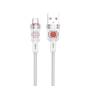 Porodo Alum. Alloy Braided Cable USB to Type-C 1.2m - White
