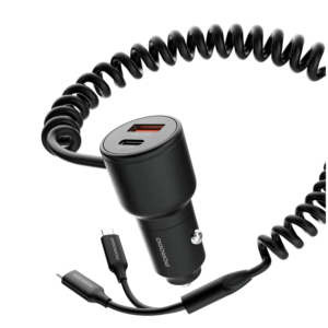 Porodo Type-C+C Car Charger with C+C Cable 30W - Black