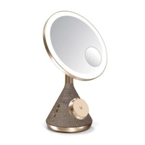 Porodo Lifestyle 15W Zoomed Mirror Magnetic Wireless Charger with Speaker & Adjustable Lamp - Gold
