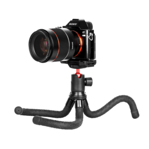 Porodo Flexible Foldable and Extendable Tripod with Phone Holder  - Black