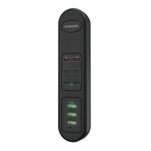 Porodo 50W PDx6 USBx3 Fast Charging Strip UK (2m Wire) - Black
