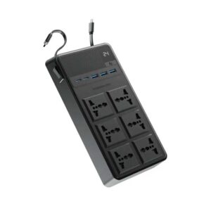Powerology 2500W 6 AC Power Strip With Built-In Retractable Cables - Black