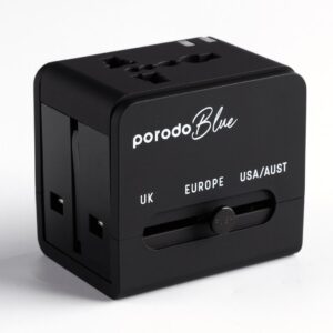 Porodo Blue Dual USB-A Universal Travel Adapter 2.1A - Black