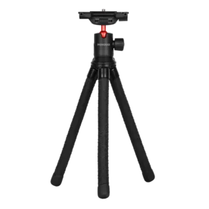 Porodo Flexible Foldable and Extendable Tripod with Phone Holder  - Black