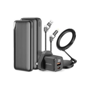 PORODO 5-IN-1 TRAVEL COMBO KIT: 2 POWER BANKS, 4-IN-1 CABLE, CHARGER, MAGSAFE CAR