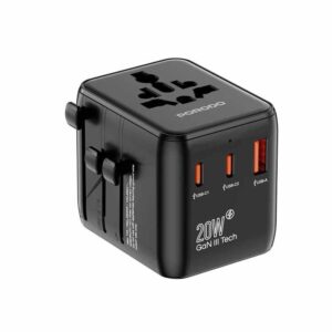 Porodo PD20W+2QC 3.0 Universal Travel Adapter - Black