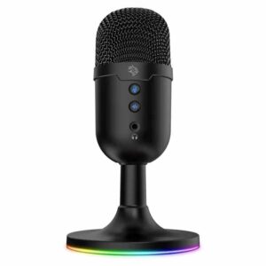 Porodo Gaming Omni Stream Microphone with RGB Lights Stand 1.7M PVC Cable ANC - Black