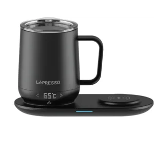 LePresso Heated Mug 12oz with Wireless Charging Pad - Black