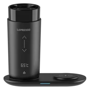 LePresso Travel Heated Mug 12oz with Wireless Charging Pad - Black