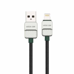 Green Lion USB A to Lightning Electroplated Braided Cable 1m 12W - Black+Green