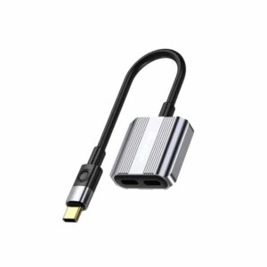 Green Lion 2 In 1 Splitter Adapter Type-C to Dual Type-C - Gray