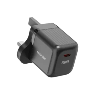 Green Lion Ultra Compact GaN Wall Charger UK Pin USB-C PD 20W - Black