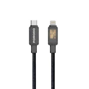 Porodo 27W Pixelated Braided USB-C to Lightning 1M Cable - Black