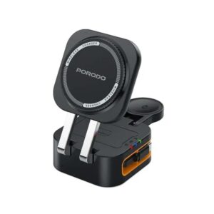 Porodo 25W 3-in-1  Pocket-Sized Folding Wireless Charger - Black