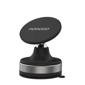Porodo 360° Rotatable Adjustable Magnetic Vacuum Suction Holder - Black