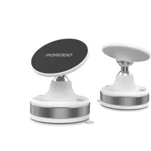 Porodo 360° Rotatable Adjustable Magnetic Vacuum Suction Holder - White