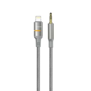 Porodo USB2.0 Lightning to 3.5mm Braided Audio Cable 1.2M - Grey