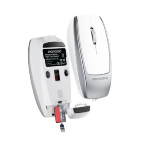 Porodo Bluetooth Mouse with Card Reader+Type-C Charging - Silver