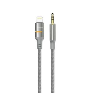 Porodo USB2.0 Lightning to 3.5mm Braided Audio Cable 1.2M - Grey