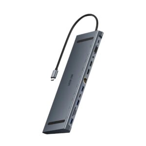 Green Lion 12 in 1 4K HDMI Ethernet USB-C HUB - Gray