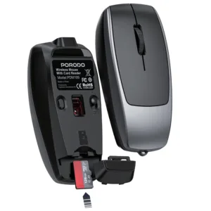 Porodo Bluetooth Mouse with Card Reader+Type-C Charging - Black