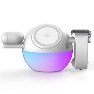 Porodo Orbix 3-In-1 Wireless Charger With Adjustable Ambient Light - White