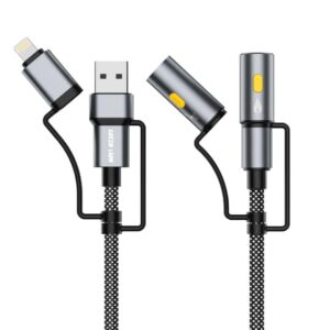 Green Lion 6 in1 Cable Charging, Led Light, Ignition - 1.2m PD 60W - Gray