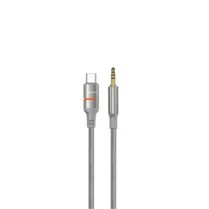 Porodo USB2.0 Type-C to 3.5mm Braided Audio Cable 1.2M - Grey