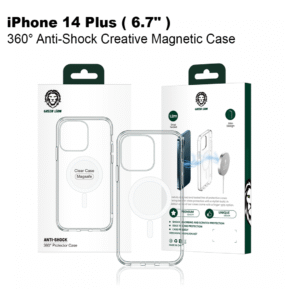 Green 360° Anti-Shock Creative Magnetic Case for iPhone 14 Plus ( 6.7" ) - Clear