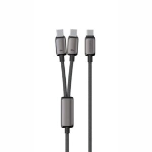 Powerology Zinco Series 2-In-1 Dual USB-C Cable - Dark Gray
