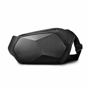 Bange Men Polyhedral Hard Shell Crossbody Chest Bag - Black